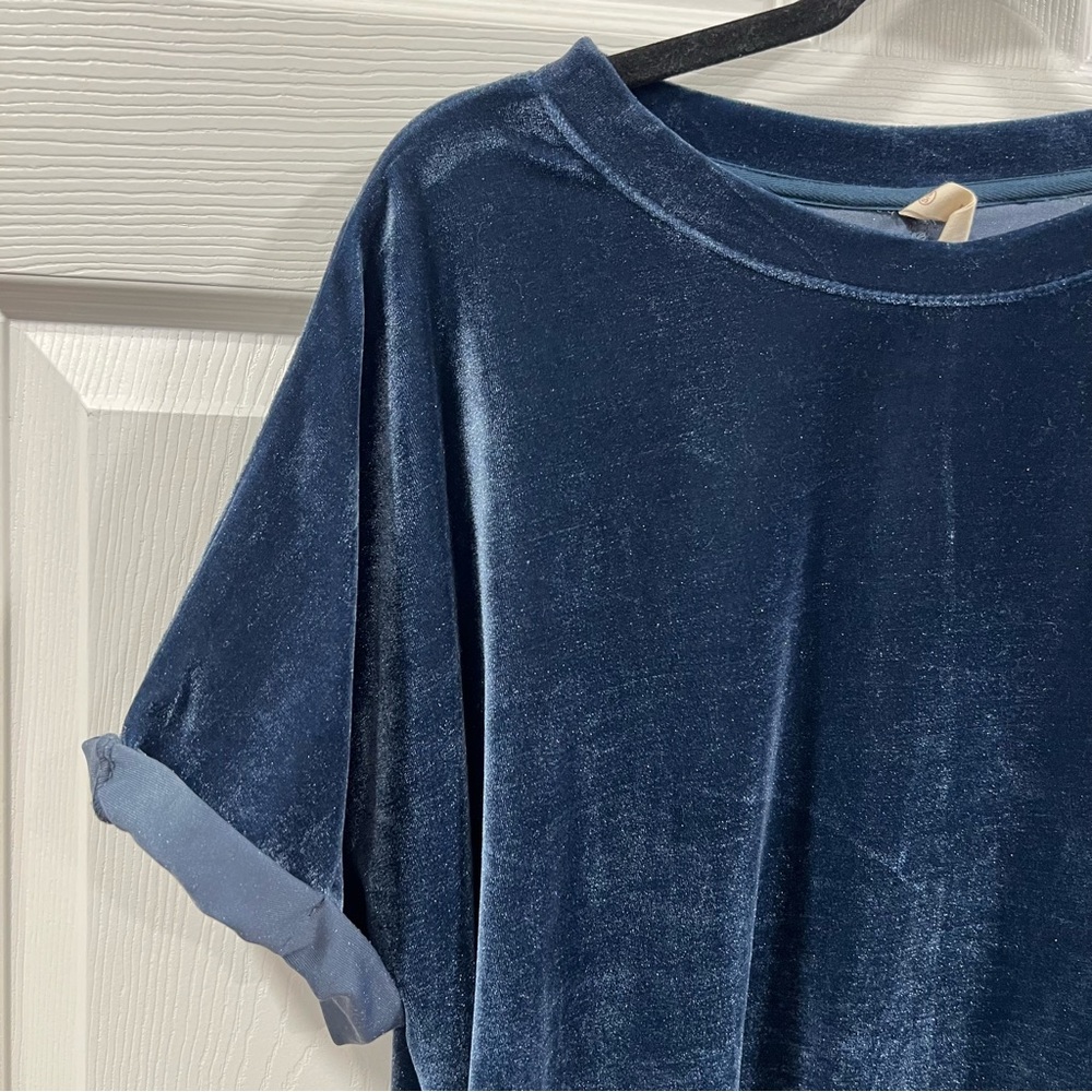 Wishlist Short Sleeve Velvet Shift Dress Blue Women’s Size S/M - Picture 3 of 8